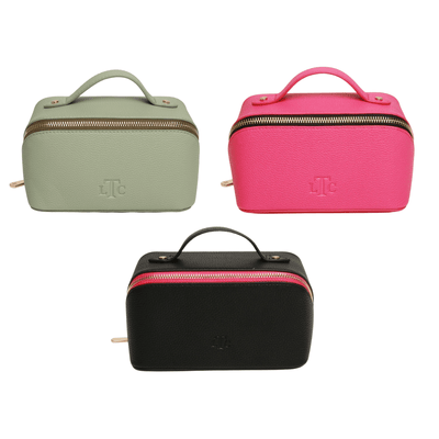 Alice Wheeler Wash & Make Up Bags Faux Leather Foldable Makeup Train Case - Choice of Colour