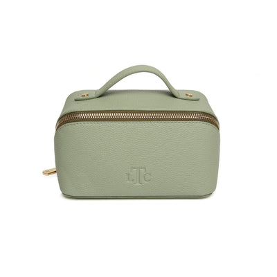 Alice Wheeler Wash & Make Up Bags Green Faux Leather Foldable Makeup Train Case - Choice of Colour