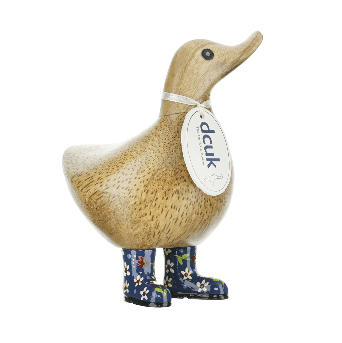 DCUK Ornaments Navy Floral Welly Boot Wooden Ducky - Choice of Colour