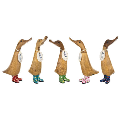 DCUK Ornaments Floral Welly Boots Wooden Ducklings - Choice of Colour