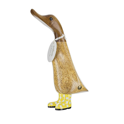 DCUK Ornaments Yellow Spotty Welly Medium Wooden Duckling - Choice of Colour