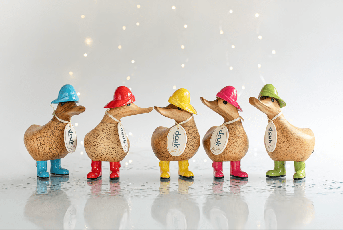 DCUK Ornaments Wooden Rain Hat and Wellies Ducky - Choice of Colour