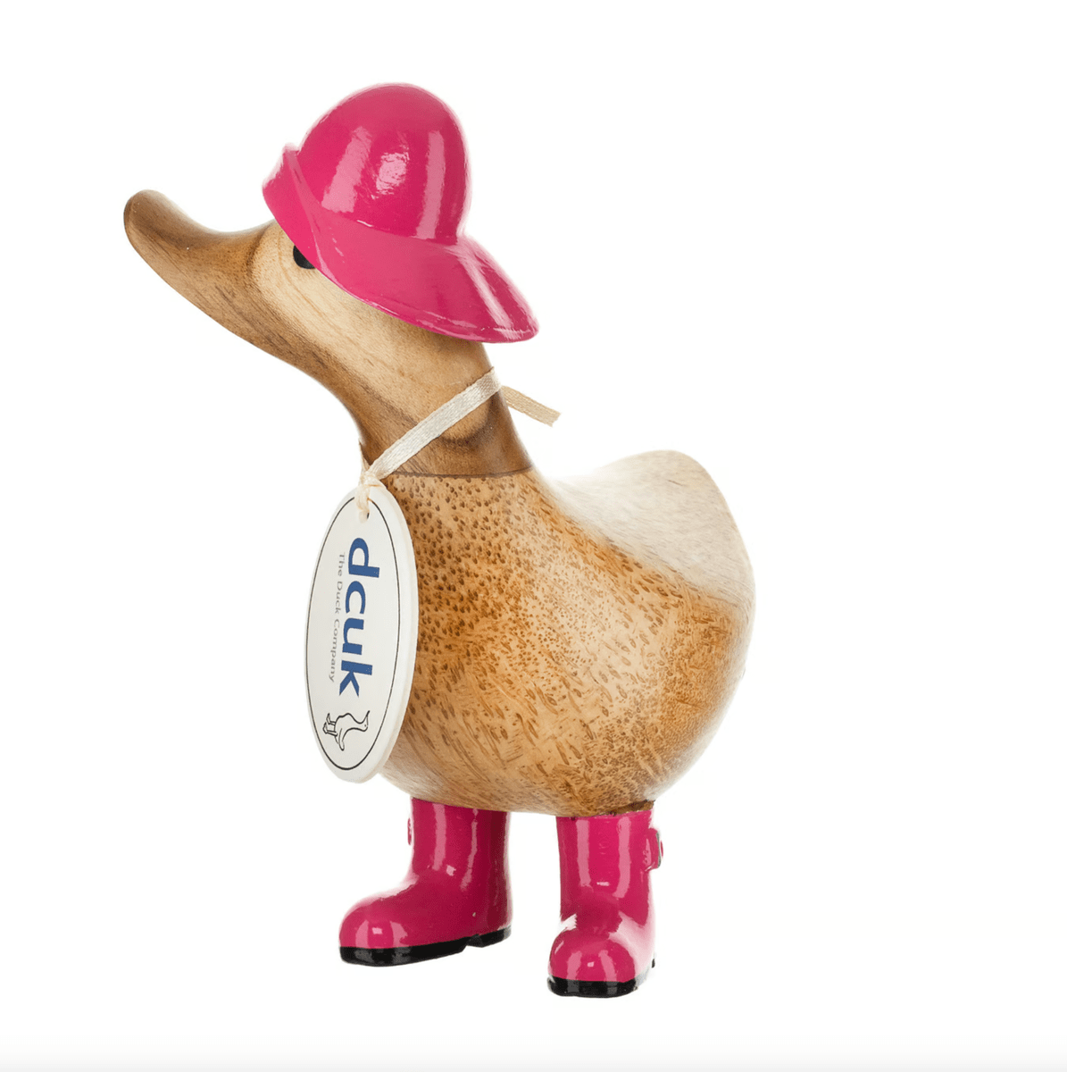 DCUK Ornaments Pink Wooden Rain Hat and Wellies Ducky - Choice of Colour