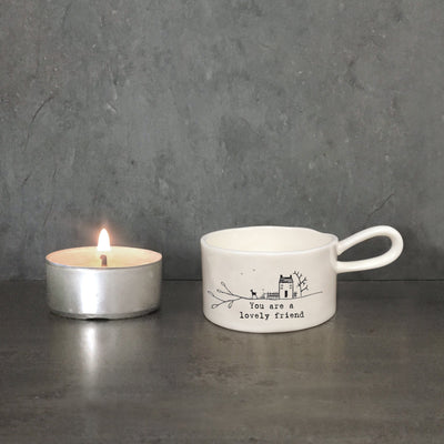 East of India Candles & Diffusers You Are A Lovely Friend Porcelain Tea Light Holder