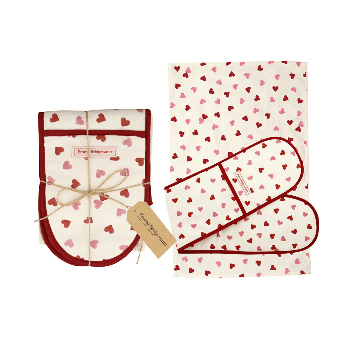 Emma Bridgewater Kitchen Accessories Love Heart Design Oven Glove and Tea Towel Gift Set