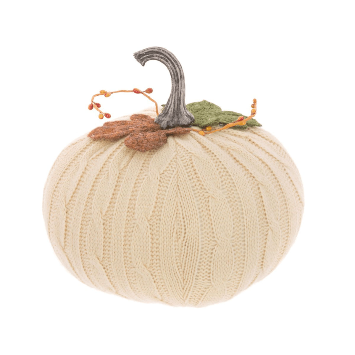 FloralSilk Halloween Decoration Cream Knitted Pumpkin Halloween Decoration