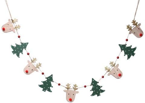 Gisela Graham Christmas Christmas Decorations Reindeer and Tree Wooden Christmas Garland