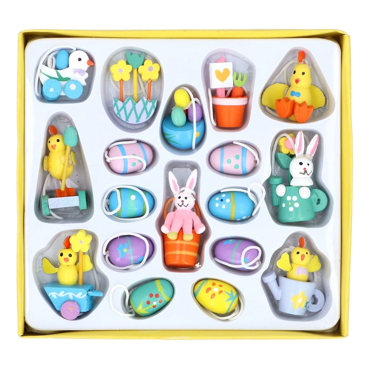 Gisela Graham Easter Easter Decorations Boxed Set of 18 Wooden Easter Decorations