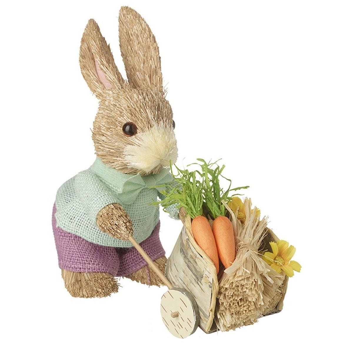 Heaven Sends Easter Decorations Bristle Rabbit with Carrot Wheelbarrow Easter Decoration