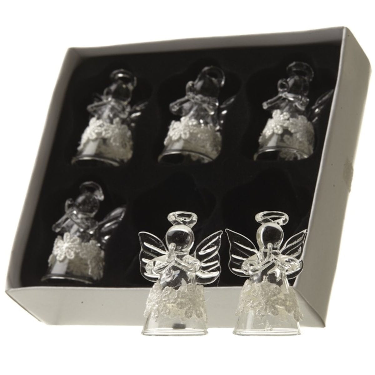 Heaven Sends Christmas Christmas Decorations Set of 6 Floral Glass Angel Christmas Tree Decorations