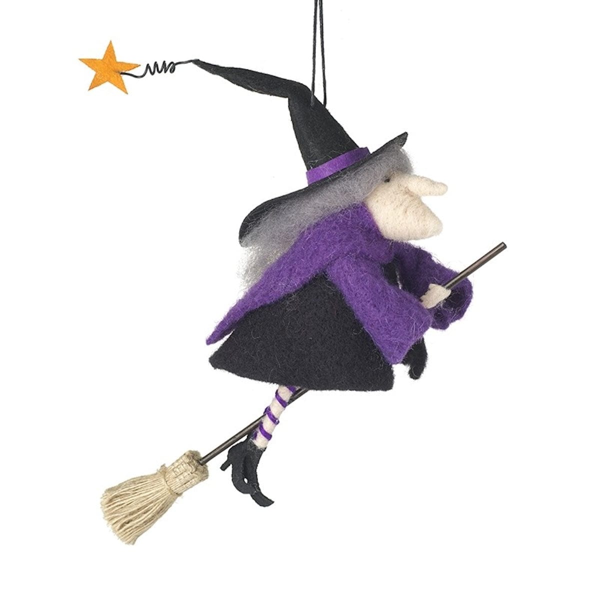 Heaven Sends Halloween Halloween Decoration Felt Witch on Broom Halloween Decoration