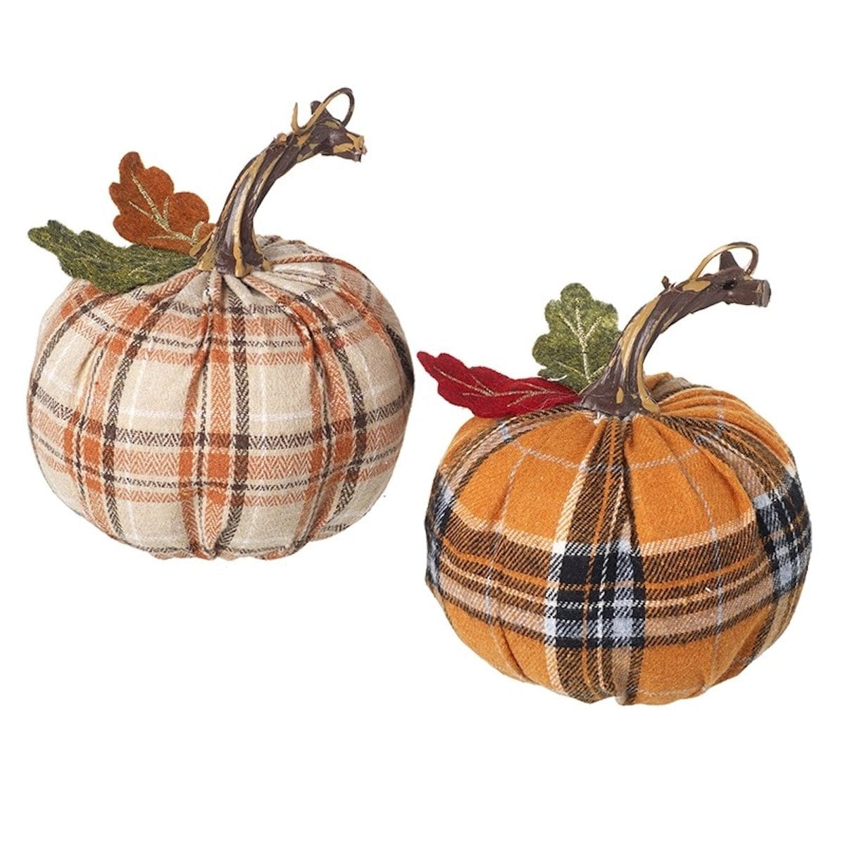 Heaven Sends Halloween Halloween Decoration Set of 2 Tartan Pumpkin Halloween Decorations