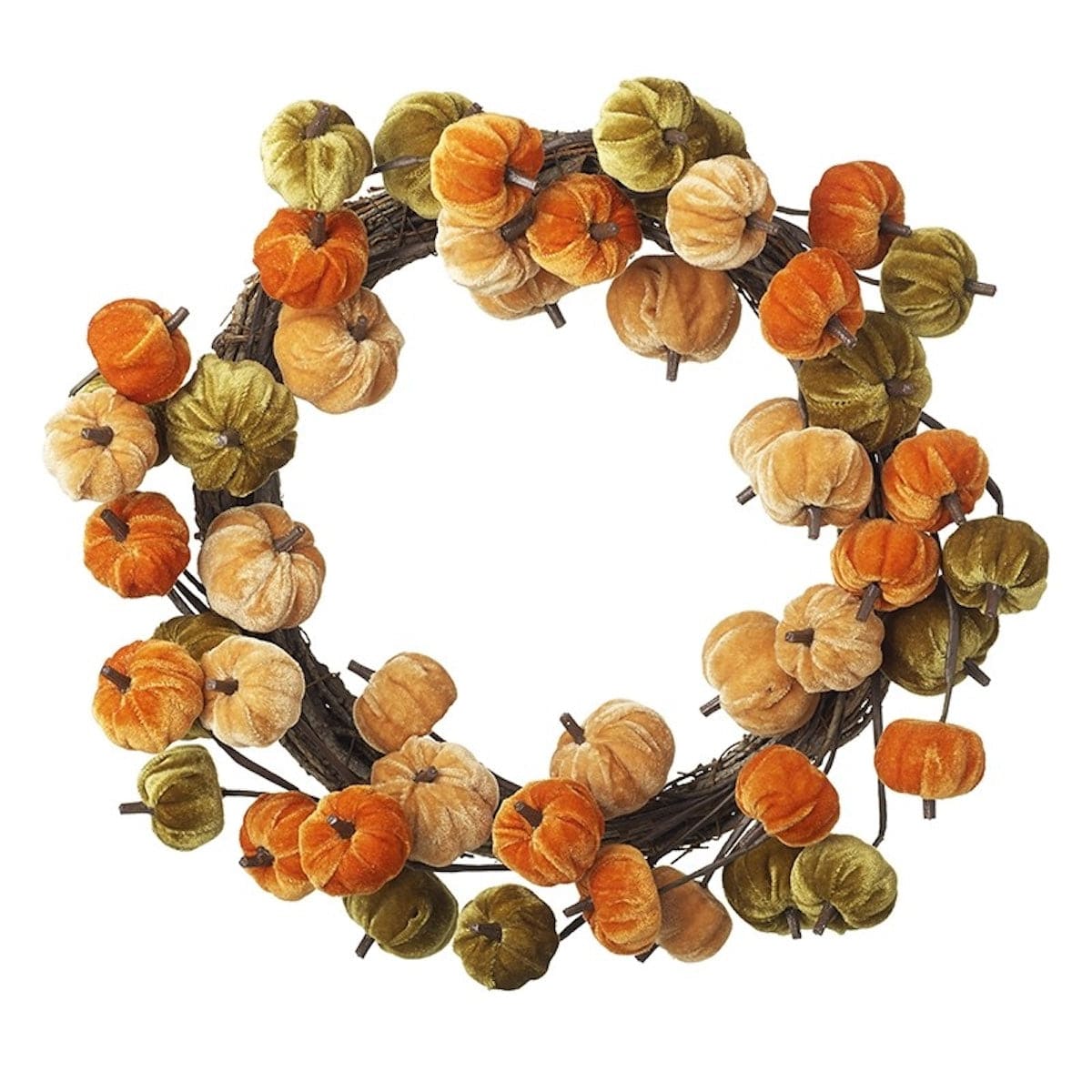 Heaven Sends Halloween Halloween Decoration Velvet Orange and Green Pumpkin Halloween Wreath