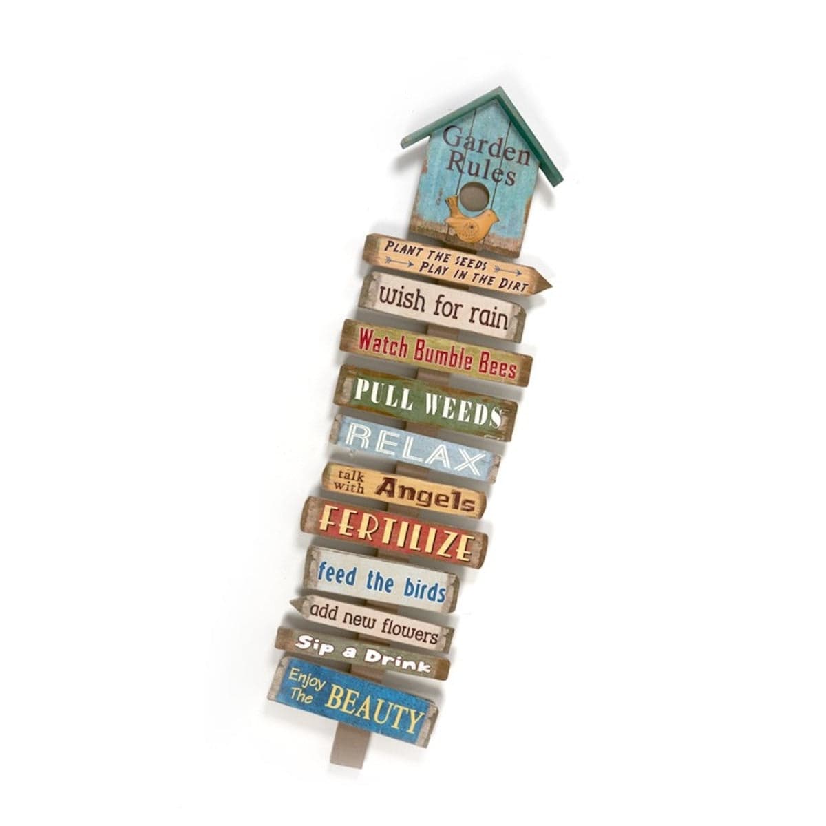 Heaven Sends Home accessories Rustic Garden Rules Birdhouse Sign