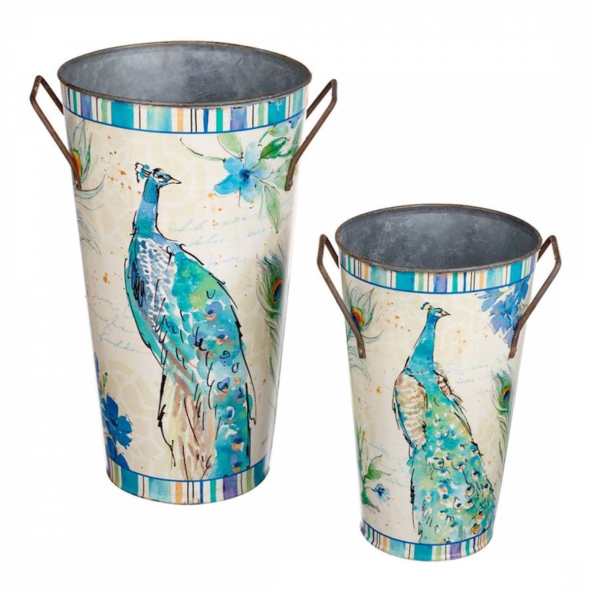 Heaven Sends Home accessories Set of 2 Peacock Design Decorative Vases