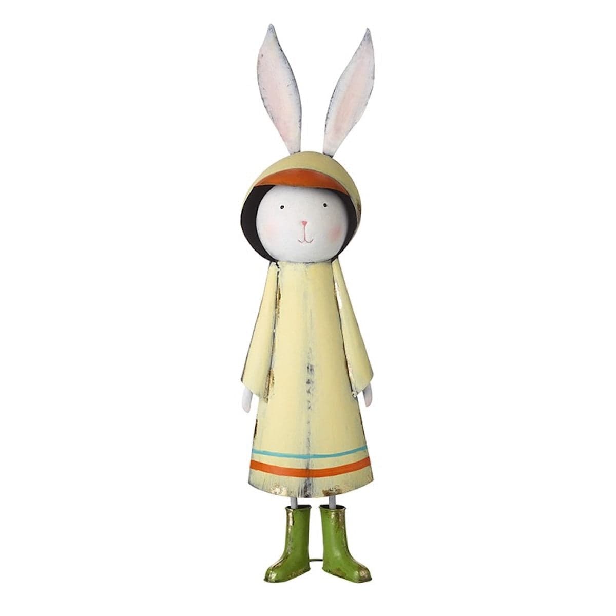 Heaven Sends Home accessories Tall Metal Rabbit in Yellow Raincoat Ornament