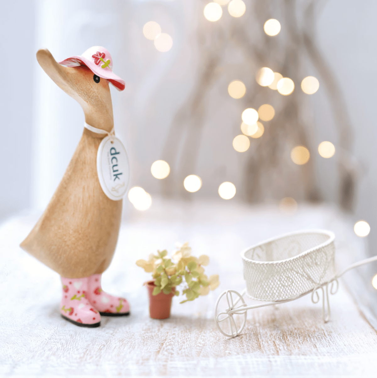 Mollie and Fred Gifts Ornaments DCUK Floral Wellies and Floral Hat Wooden Ducks - Choice of Design