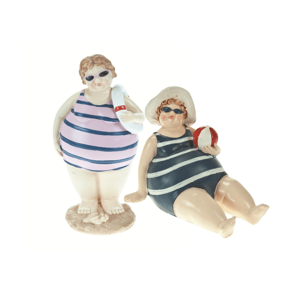 Quay Traders Ornaments Set of Two Ladies in Bathing Costumes Nautical Decorations