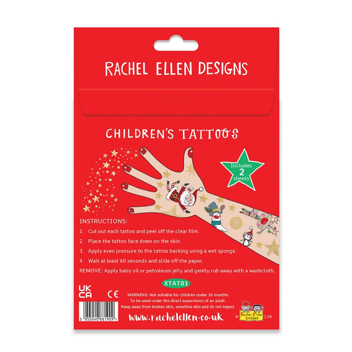 Rachel Ellen Novelty Gifts 28 Christmas Temporary Tattoos for Children