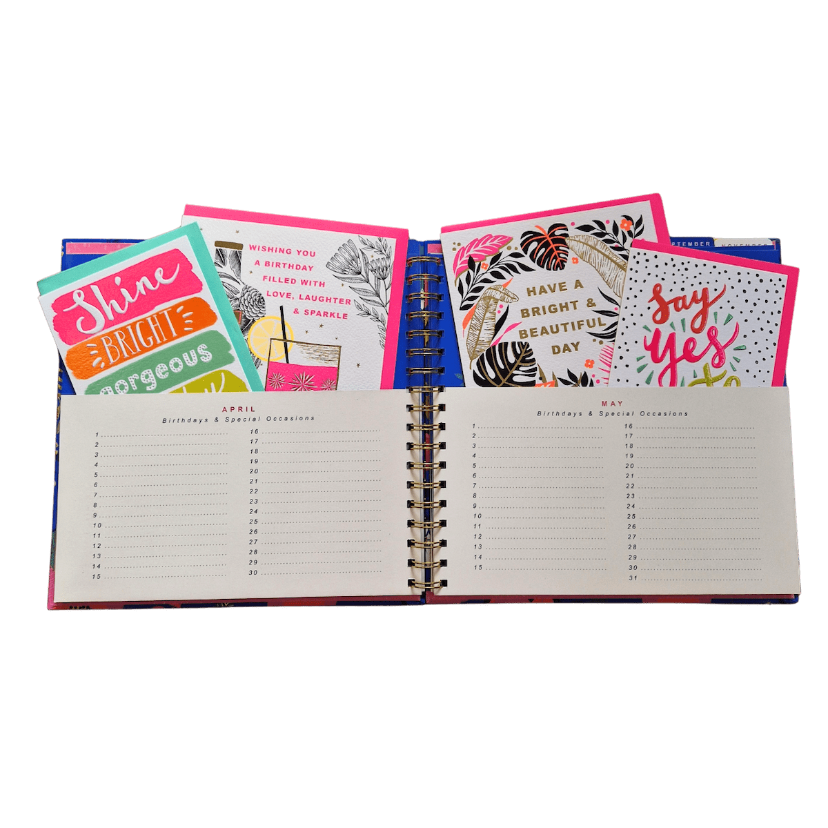 Rachel Ellen Stationary Organisers Birthday Card Planner with Cards Included