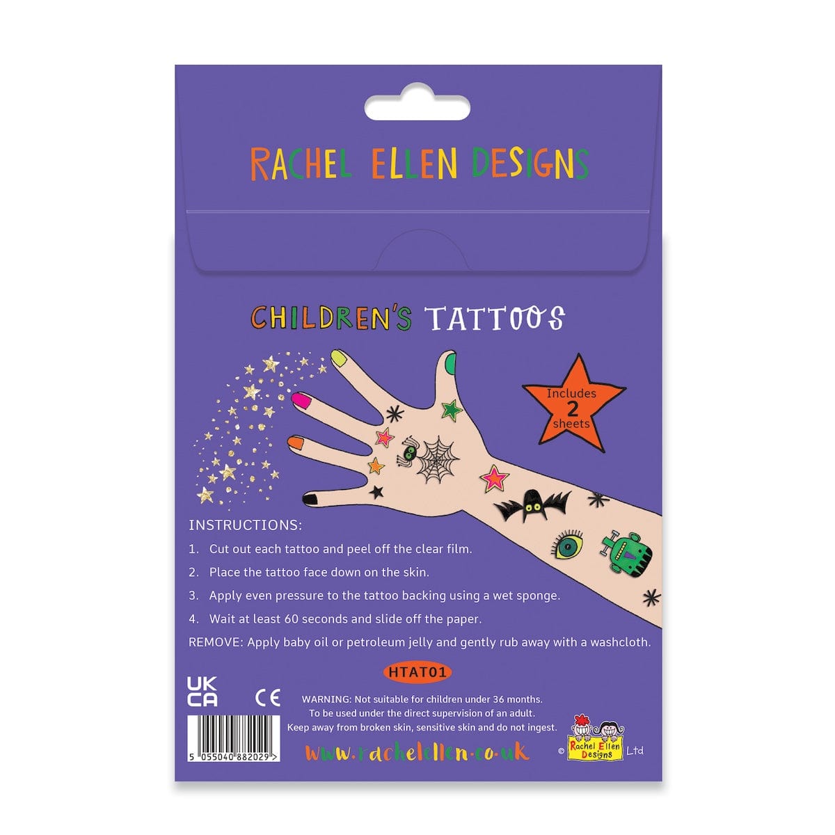 Rachel Ellen Stationery Glow in the Dark Temporary Halloween Tattoos