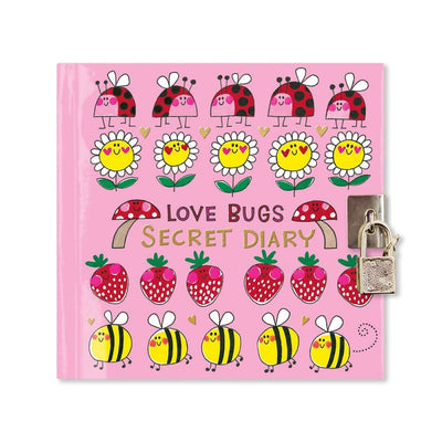 Rachel Ellen Stationery Love Bugs Secret Diary With Lock and Key