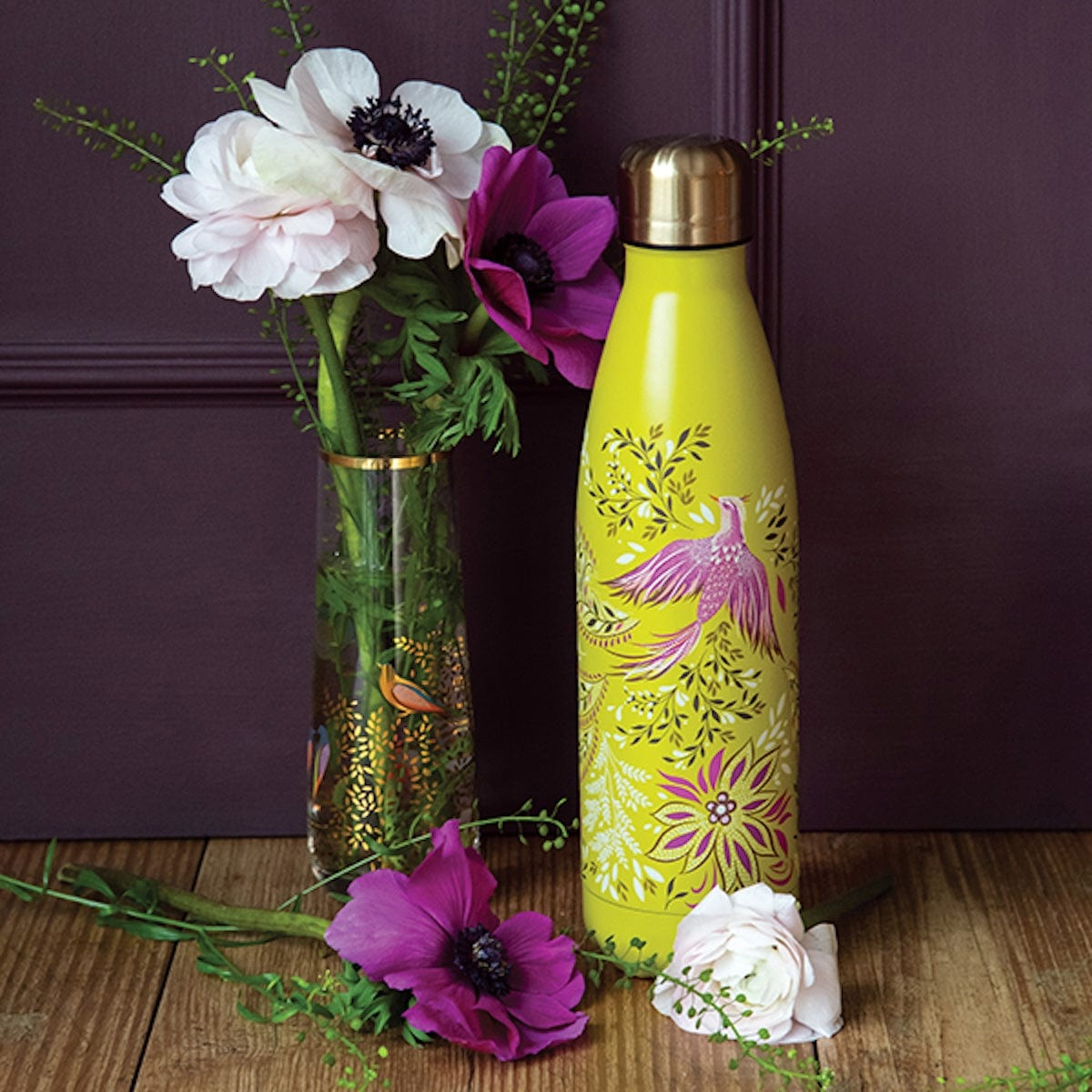 Sara Miller Water bottle Floral Design Insulated Water Bottle