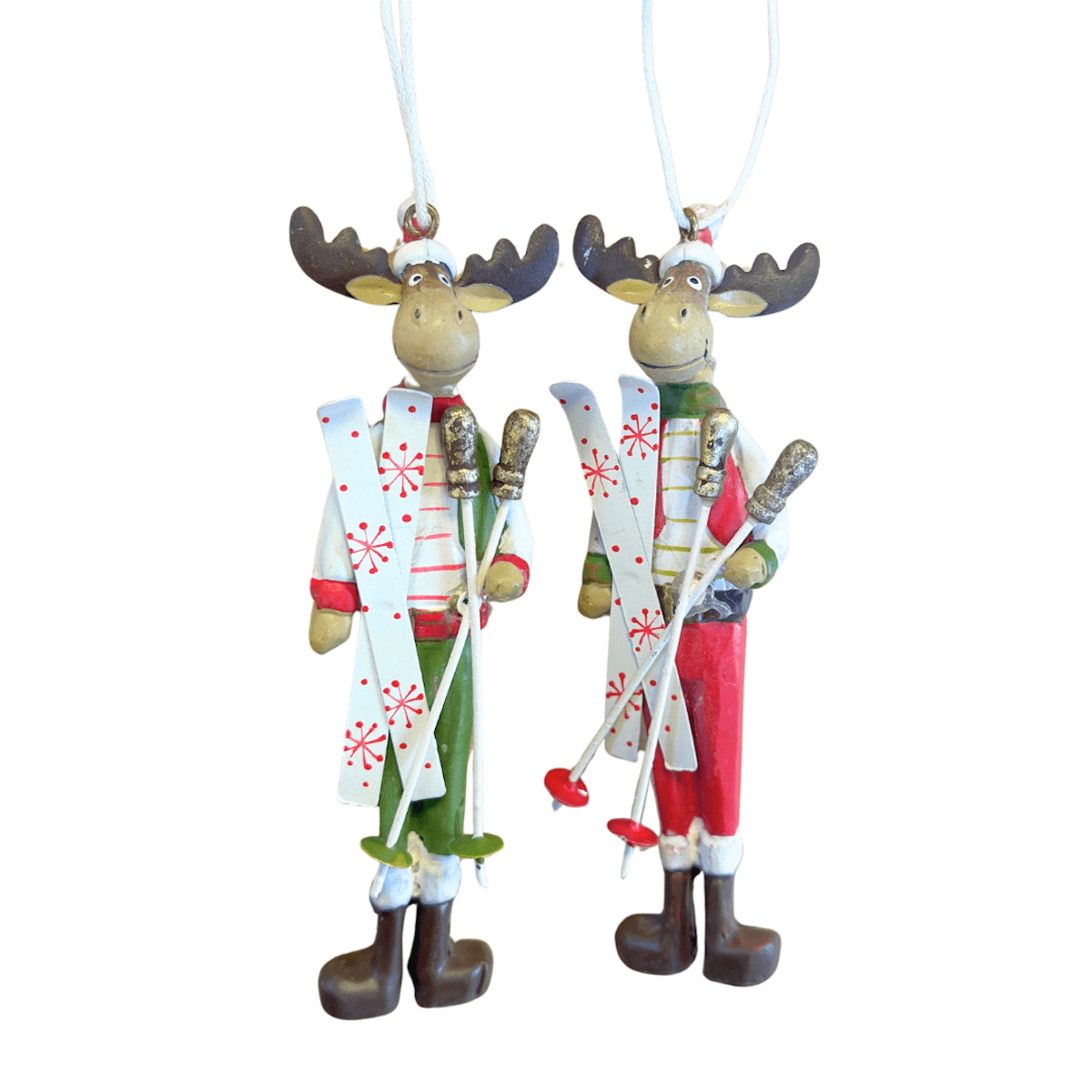 Sass & Belle Christmas Christmas Decorations Set of 2 Skiing Reindeer Christmas Tree Decorations