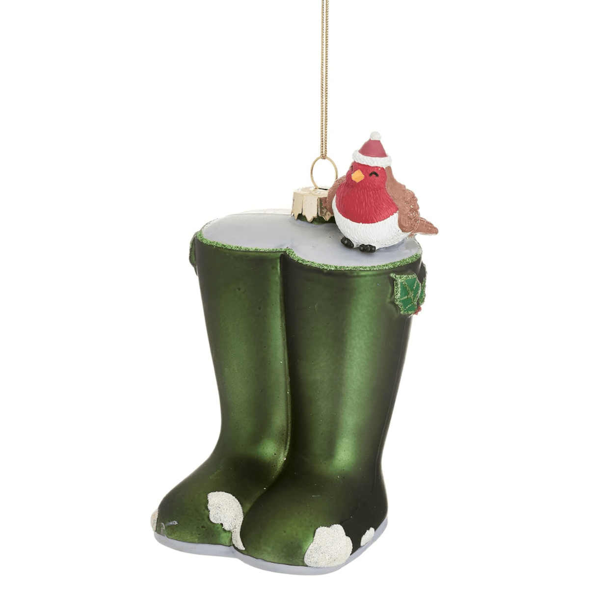 Sass & Belle Christmas Decorations Wellies with Robin Christmas Tree Decoration