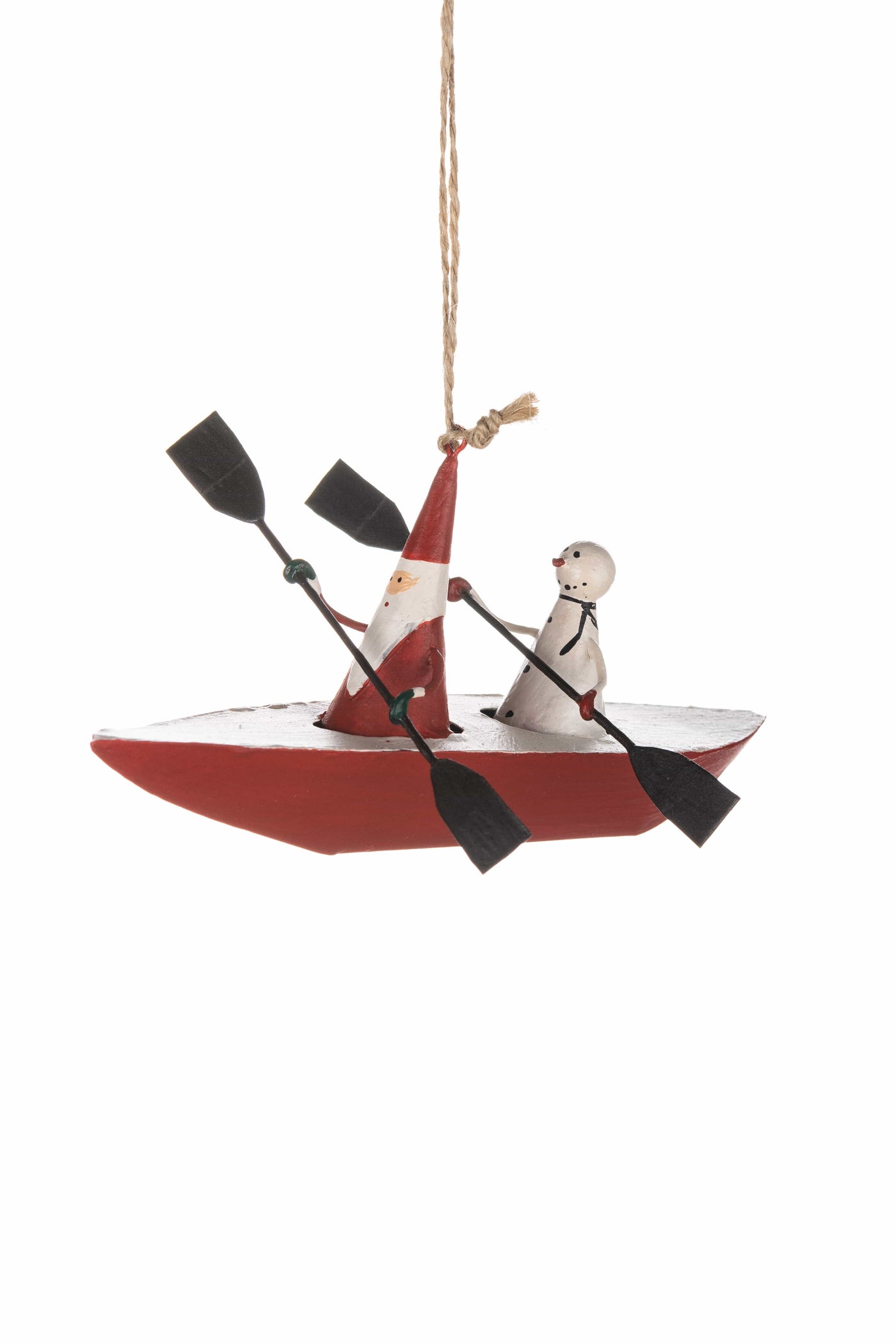 Shoeless Joe Christmas Decorations Santa and Snowman in Kayak Christmas Tree Decoration