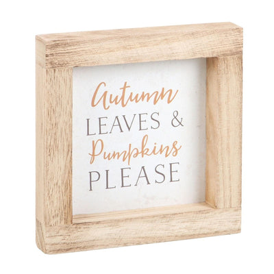 Something Different Wall Signs & Plaques Autumn Leaves and Pumpkins Please Wooden Plaque