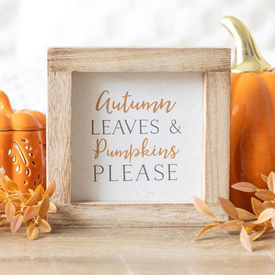 Something Different Wall Signs & Plaques Autumn Leaves and Pumpkins Please Wooden Plaque