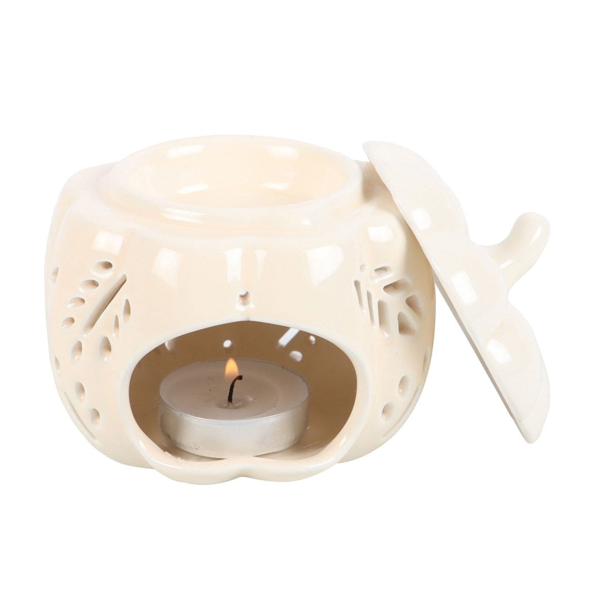 Something Different Candle Holders Autumnal Cream Pumpkin Oil Burner and Tea Light Holder