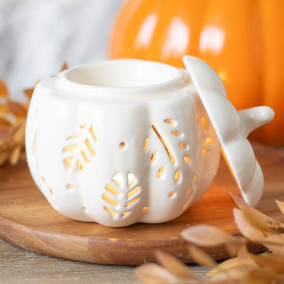 Something Different Candle Holders Autumnal Cream Pumpkin Oil Burner and Tea Light Holder