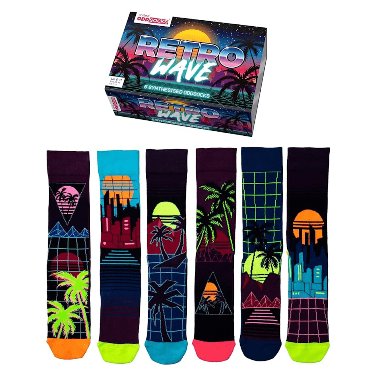 United Odd Socks Socks Retro Wave Synthesised Odd Socks