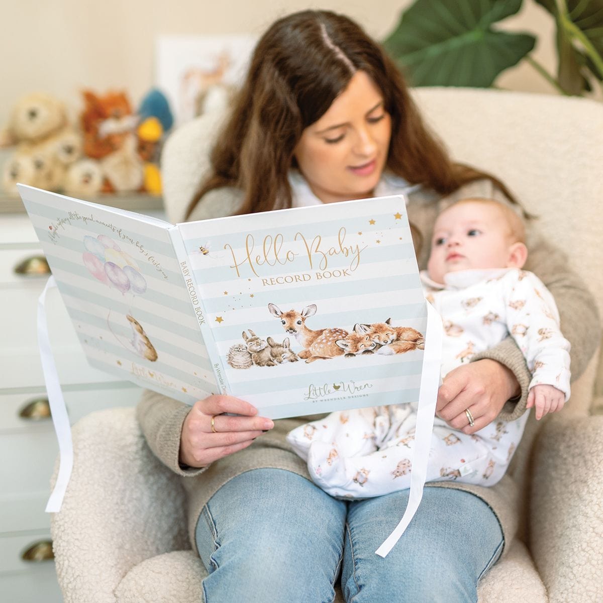 Wrendale Designs Novelty Gifts Baby Record Book with Ribbon Closure