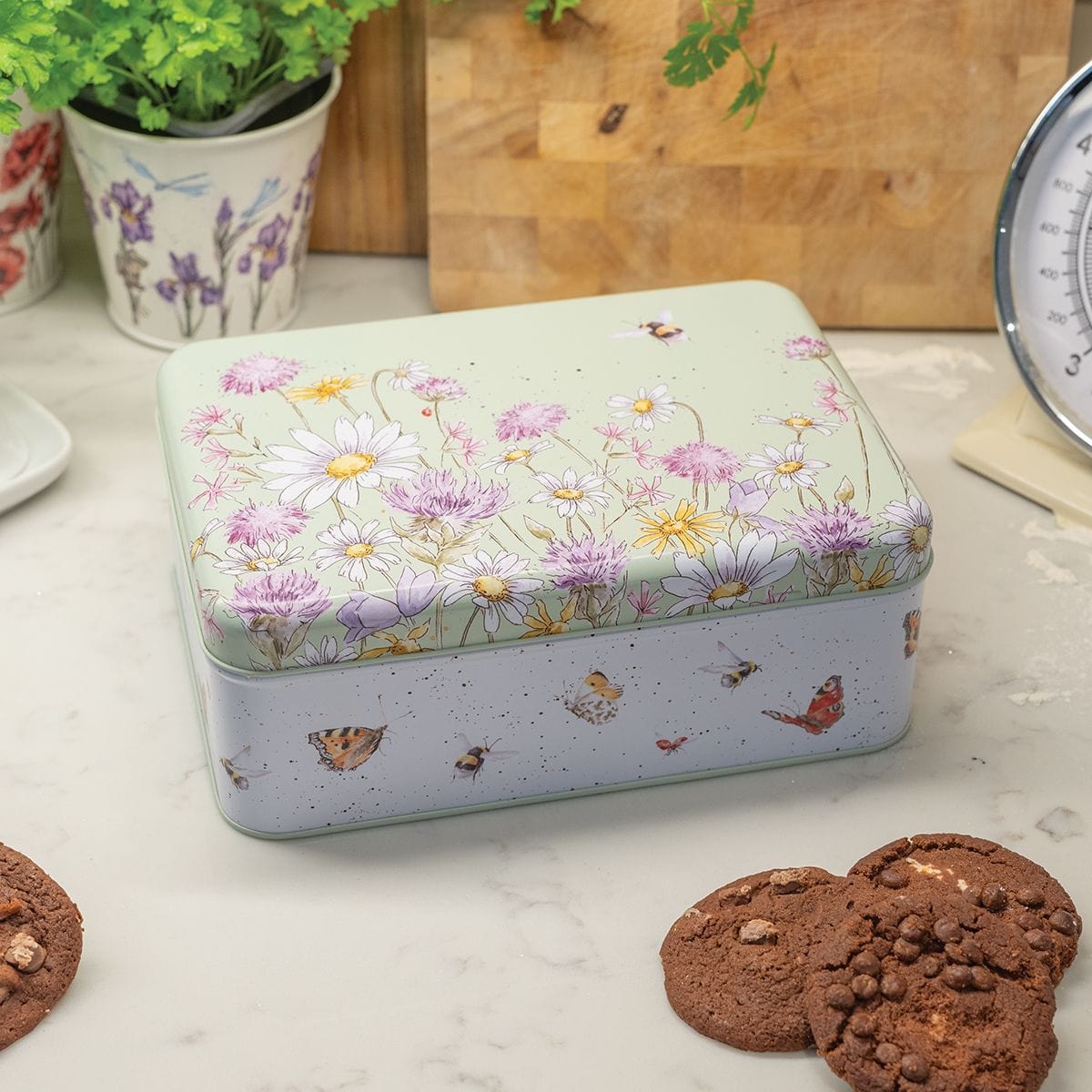 Wrendale Designs Storage Tin Bee and Butterfly Rectangular Storage Tin