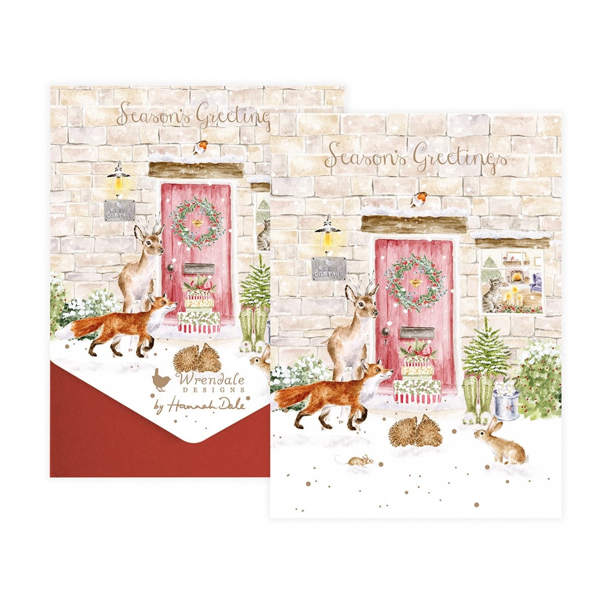 Wrendale Designs christmas cards Christmas Cottage Illustrated Animal Christmas Card Packs