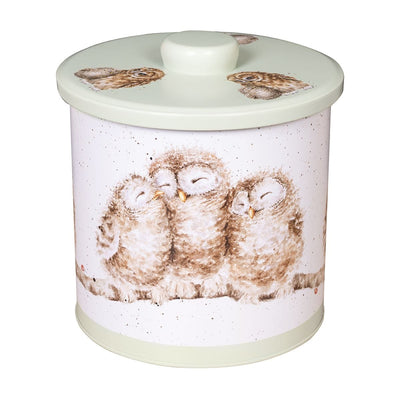 Wrendale Designs Storage Tin Owl Design Green Biscuit Barrel