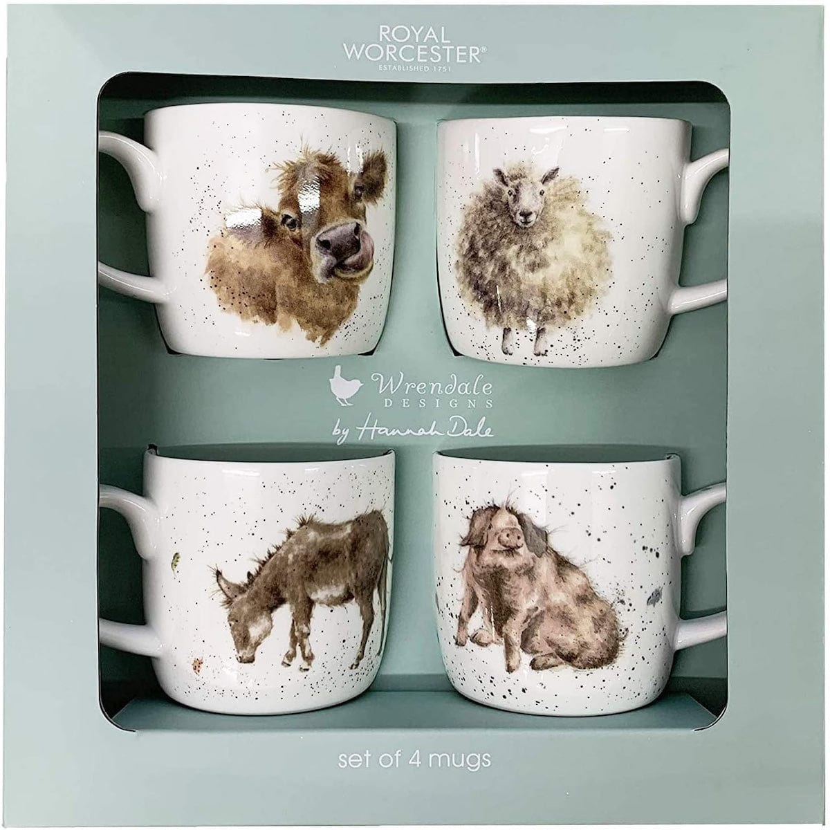 Wrendale Designs Four Bone China Farm Yard Animal Mugs | Mollie & Fred ...