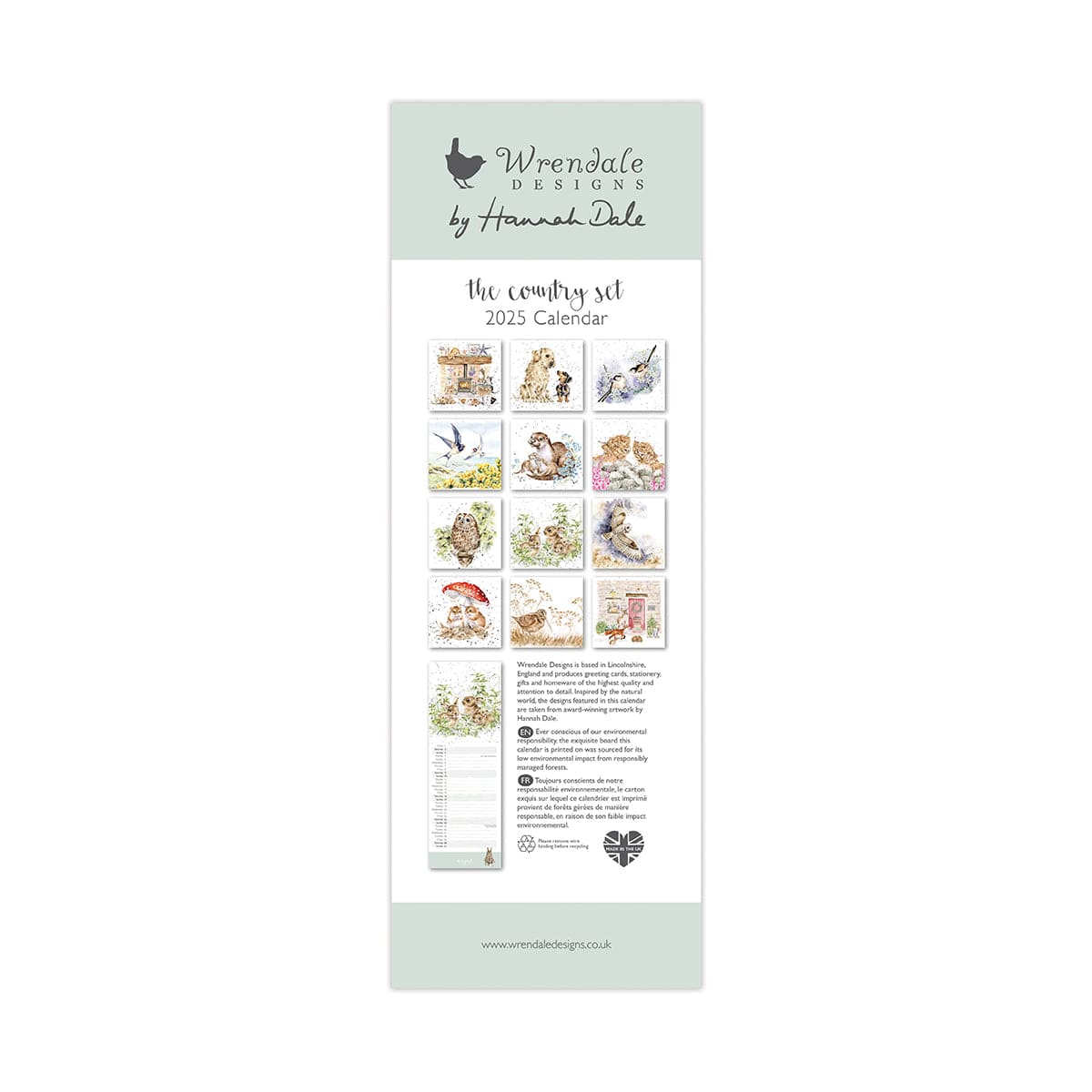 Wrendale Designs Calendars The Country Set Slimline 2025 Calendar