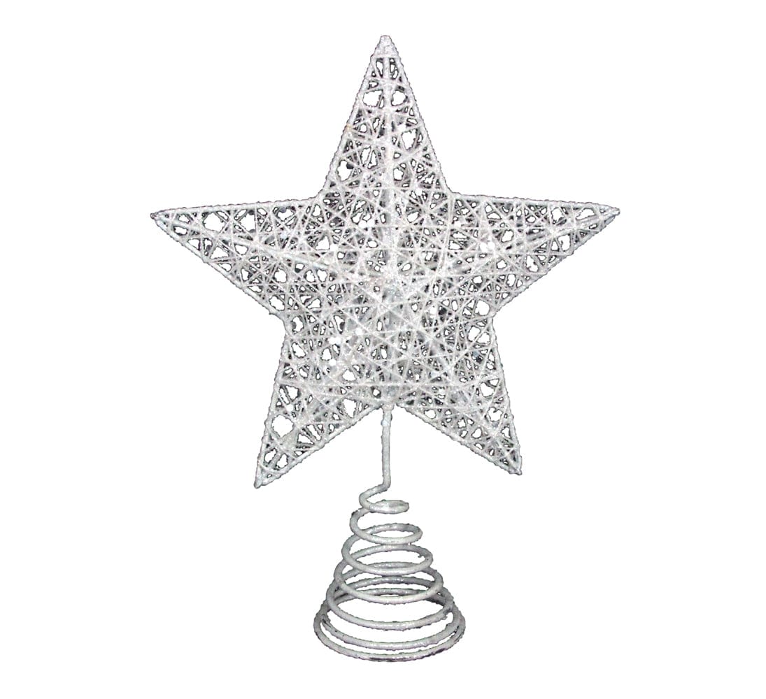 Gisela Graham Christmas Christmas Decorations White Glitter Star Christmas Tree Topper